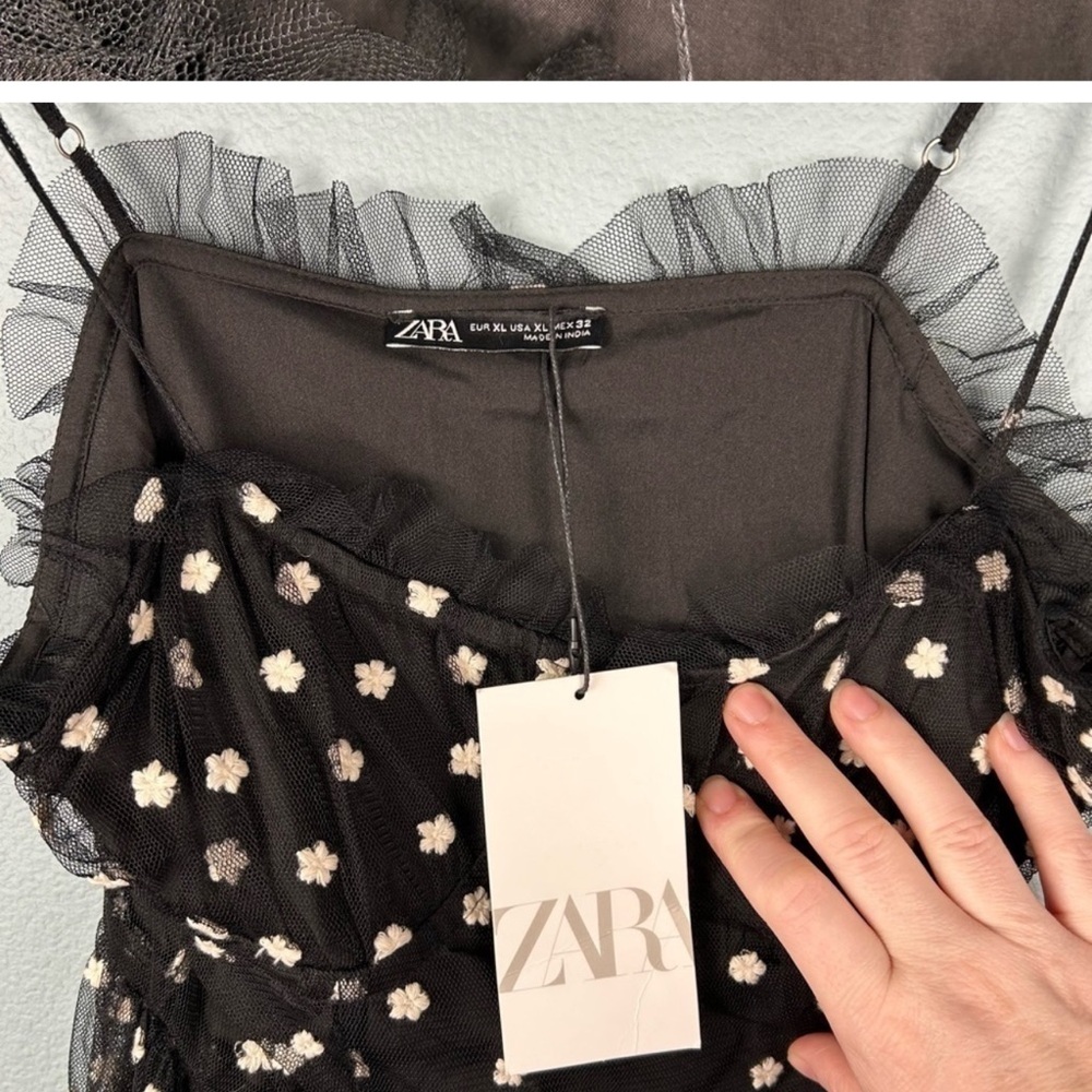 Zara Black Dress with White Floral Accents - Picture 6 of 9